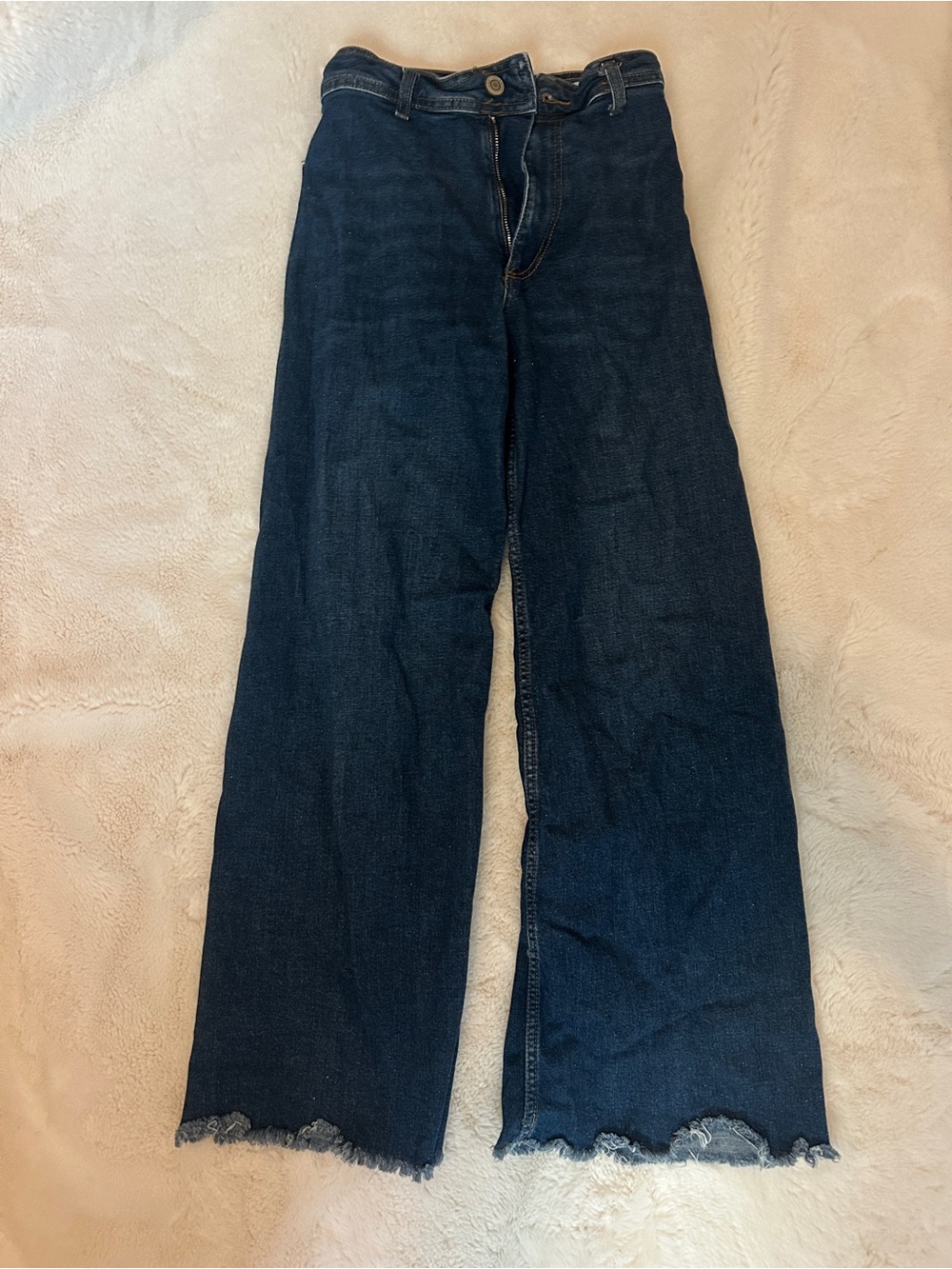Zara Dark Blue Marine Wide-Leg Pants